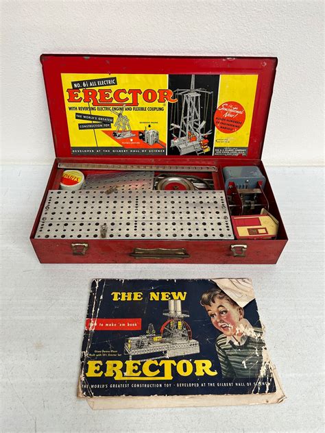 1948 erector set in metal box|1948 Erector Set in Original Metal Box With Manual .